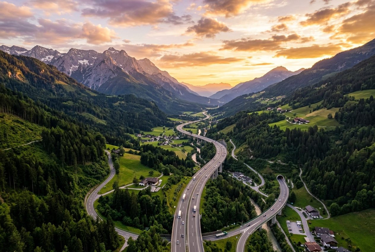 Österreichische Autobahn in den Alpen